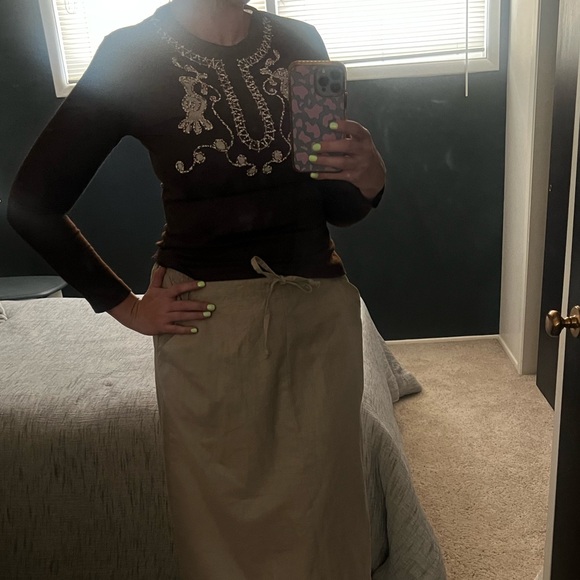 Vintage 60s 70s Beaded Boho Queens Way to Fasion Long Sleeve Fitted Tee - Picture 8 of 13